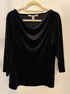 Ella Rose Black Stretch Velvet Blouse Size XL
